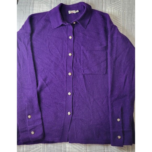 Faherty 100% Cashmere Button-Up Cardigan | Women’s XS | Violet Purple Luxe Knit - Picture 1 of 9
